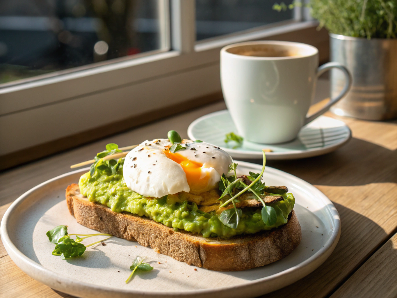 Artisanal avocado toast with poached egg